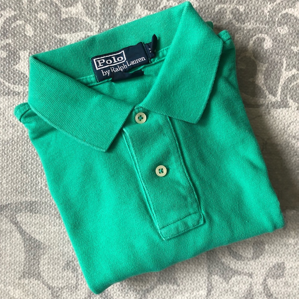 Polo by Ralph Lauren Short Sleeve Green Mesh Cotton Polo, Custom Fit Medium